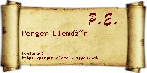 Perger Elemér névjegykártya