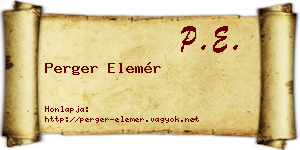 Perger Elemér névjegykártya
